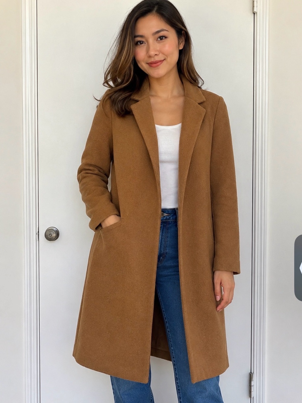Zara Camel Single-Breasted Trench Coat